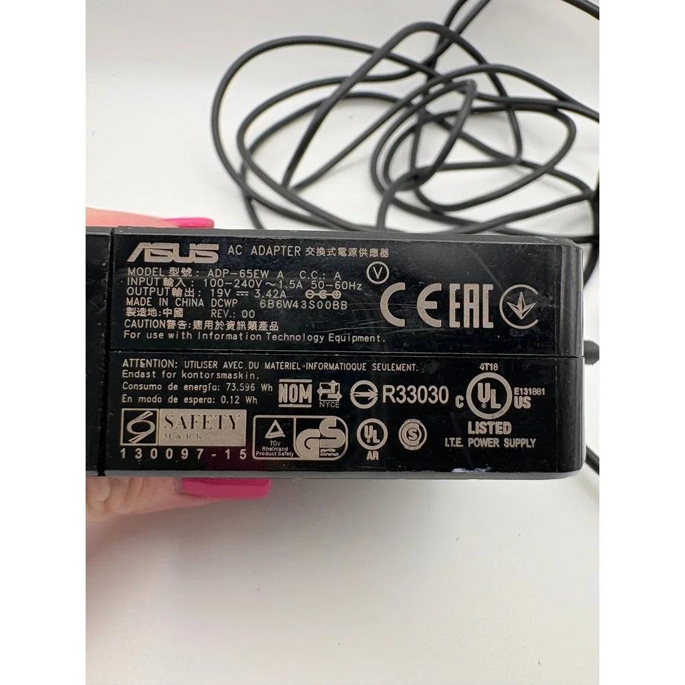 Asus AC Adapter ADP-65EW A 19V 3.42A 65W Laptop Power Supply Charger Black
